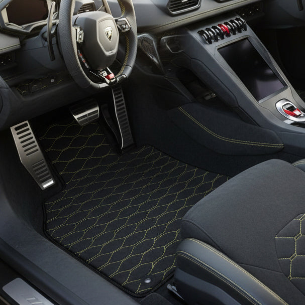 Customizable Floor Mats From Carpet with Leather A56 Pattern for Lamborghini Huracan EVO (2019-2024) - AutoWin