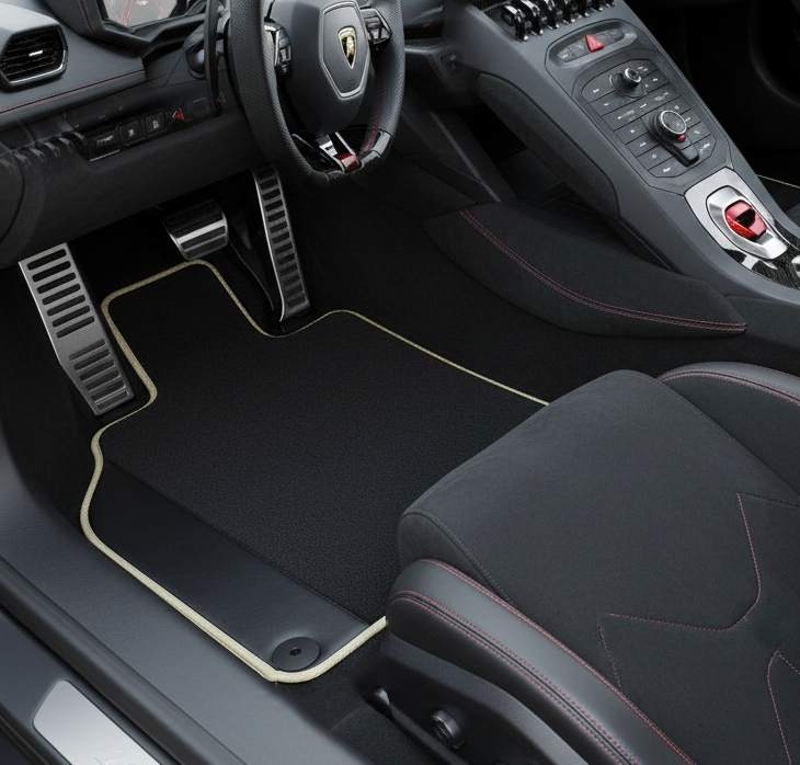 Customizable Leather Floor Mats with Square Pattern for Lamborghini Huracan STO (2021-2024) - AutoWin