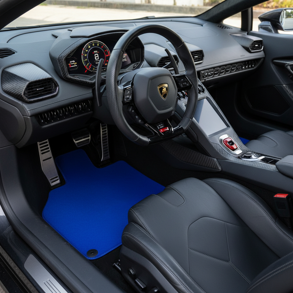 Custom Blue Floor Mats for Lamborghini Huracan Sterrato (2023-2024)