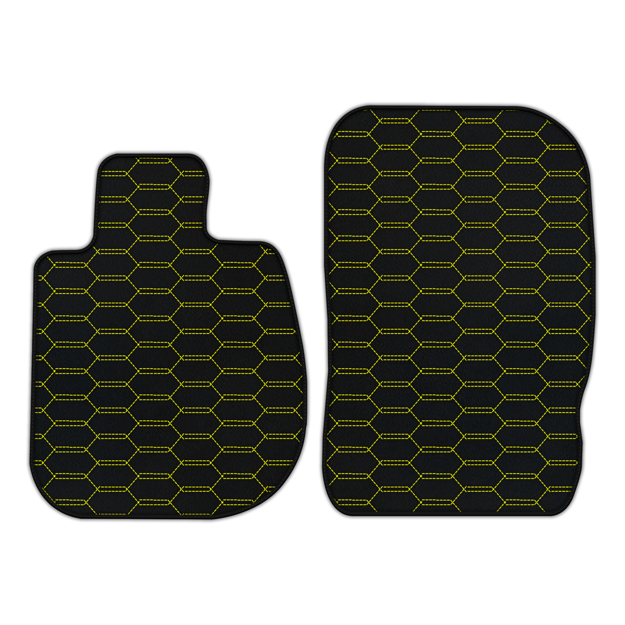 Customizable Leather Floor Mats with Interlaced Hex Pattern for