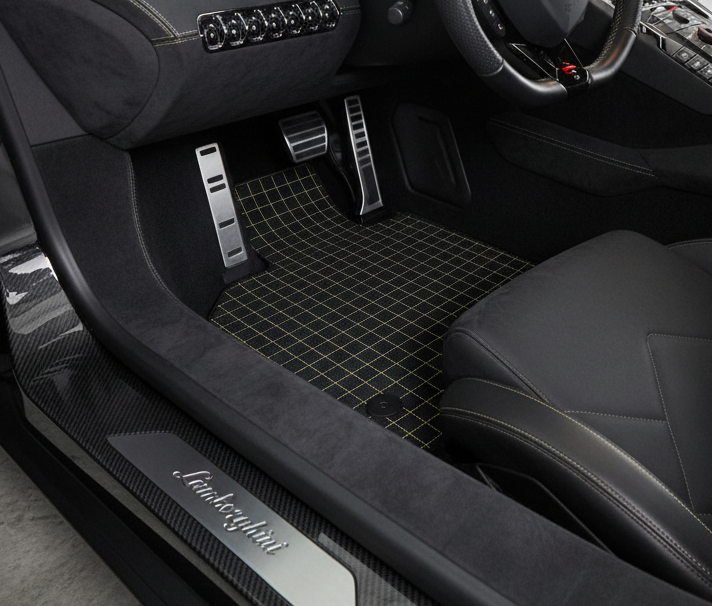Tapis de voiture en cuir personnalisable avec motif hexagonal vertical pour Lamborghini Aventador (2012-2022) - AutoWin