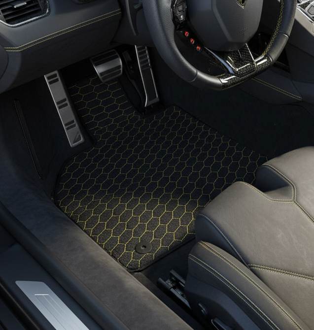 Customizable Leather Floor Mats with ER56 Pattern for Lamborghini Aventador (2012-2022) - AutoWin