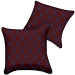 Customizable Dark Red Leather Pillows Set of 2 for All Vehicles | Double Diamond Pattern