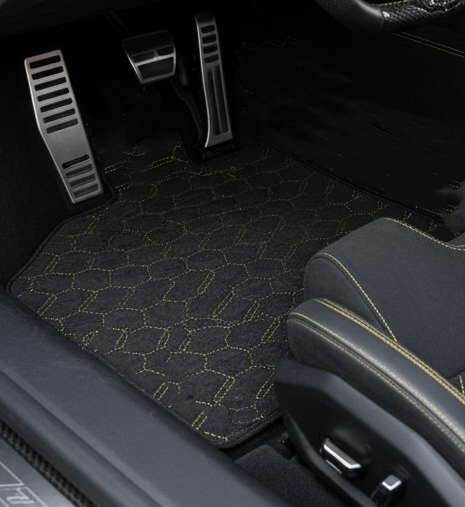 Customizable Leather Floor Mats with Interlaced Hex Pattern for Lamborghini Sian (2020-2022)