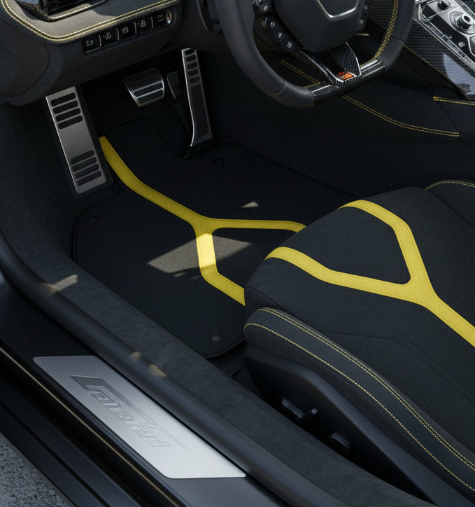 Customizable Leather Floor Mats with Line Pattern for Lamborghini Sian (2020-2022) - AutoWin