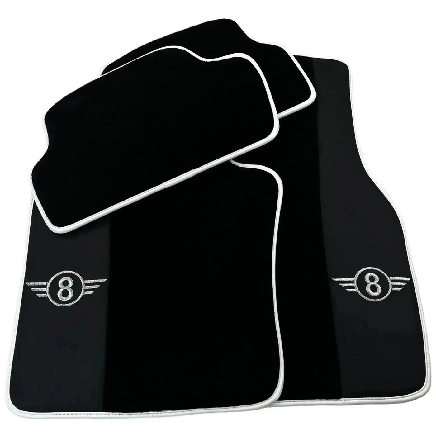 Black Floor Mats for Mini Cooper / One R53 (2001-2007) Cooper S with Leather | White Trim - AutoWin