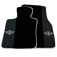 Black Floor Mats for Mini Cooper / One R56 (2007-2014) with Leather | White Trim - AutoWin