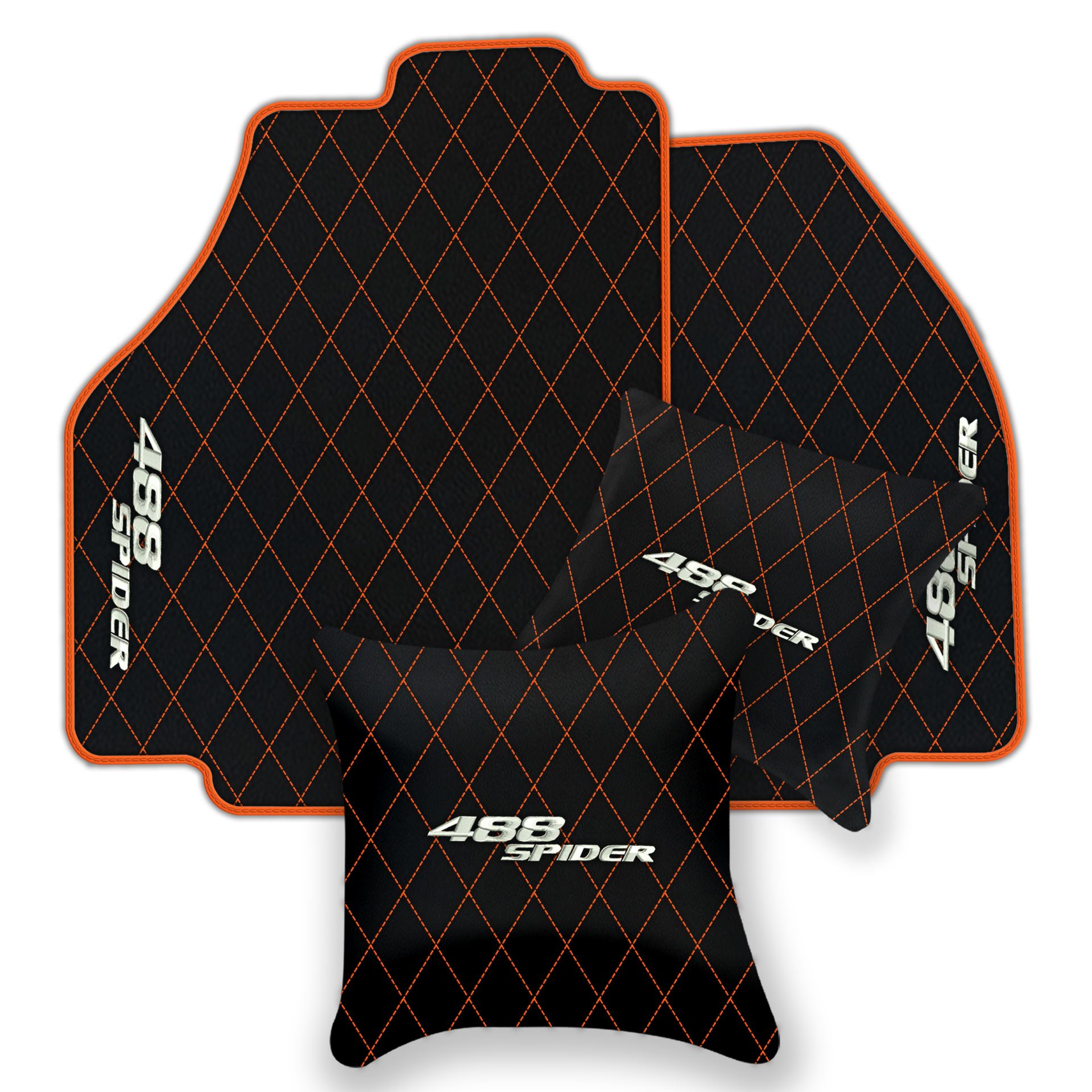 Premium Black Leather Floor Mats for Ferrari 488 Pista Spider