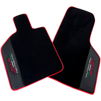 Black Floor Mats for Lamborghini Huracan STO with Carbon Fiber Leather | Red Trim