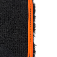 Black Sheepskin Floor Mats for Rolls-Royce Spectre (2023-2024) Orange Leather Trim