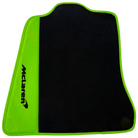 Black Floor Mats for McLaren 570S (2015-2021) with Green Leather | McLaren Logo