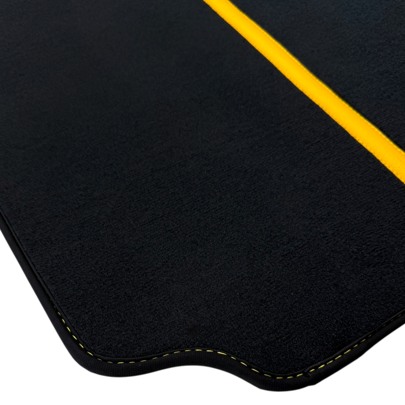 Black Floor Mats For Ferrari 488 Pista 2019-2021 With Yellow Leather