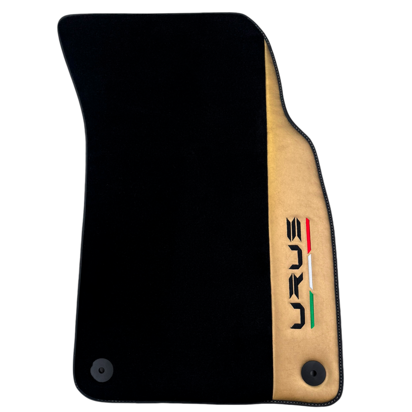 Italian Edition Black Floor Mats for Lamborghini Urus (2018-2026) with Gold Leather Border