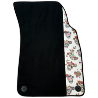 Black Car Floor Mats for Lamborghini Urus (2018-2026) with Floral Skull Design Borders