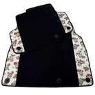 Black Car Floor Mats for Lamborghini Urus (2018-2026) with Floral Skull Design Borders