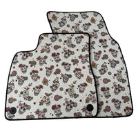 White Floral Skull Design Car Floor Mats for Lamborghini Urus (2018-2026)