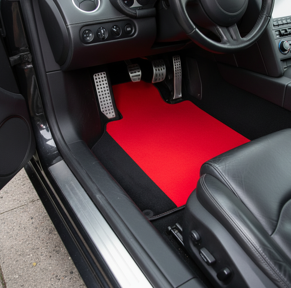 Tapis de voiture rouges personnalisés pour Lamborghini Gallardo avec cuir Alcantara