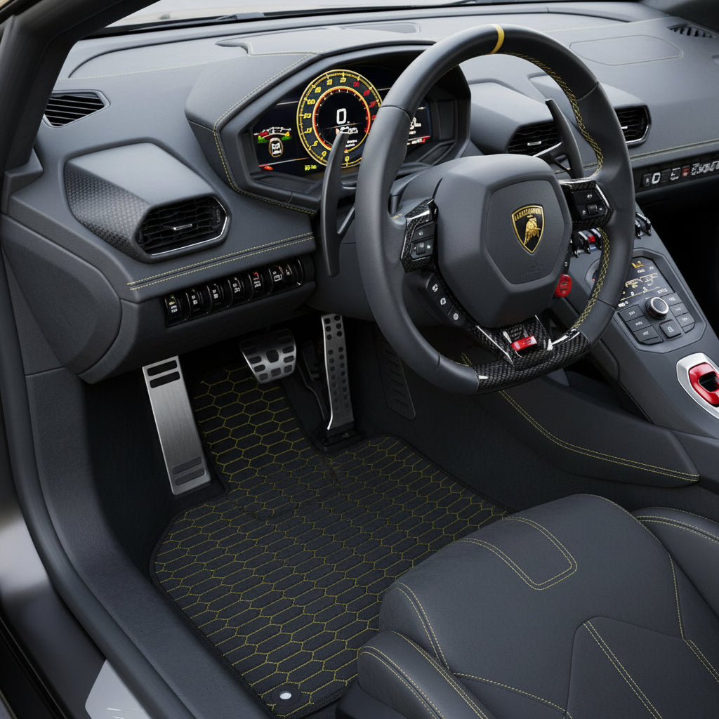 Customizable Leather Floor Mats with Line Pattern for Lamborghini Huracan Sterrato (2023-2024) - AutoWin