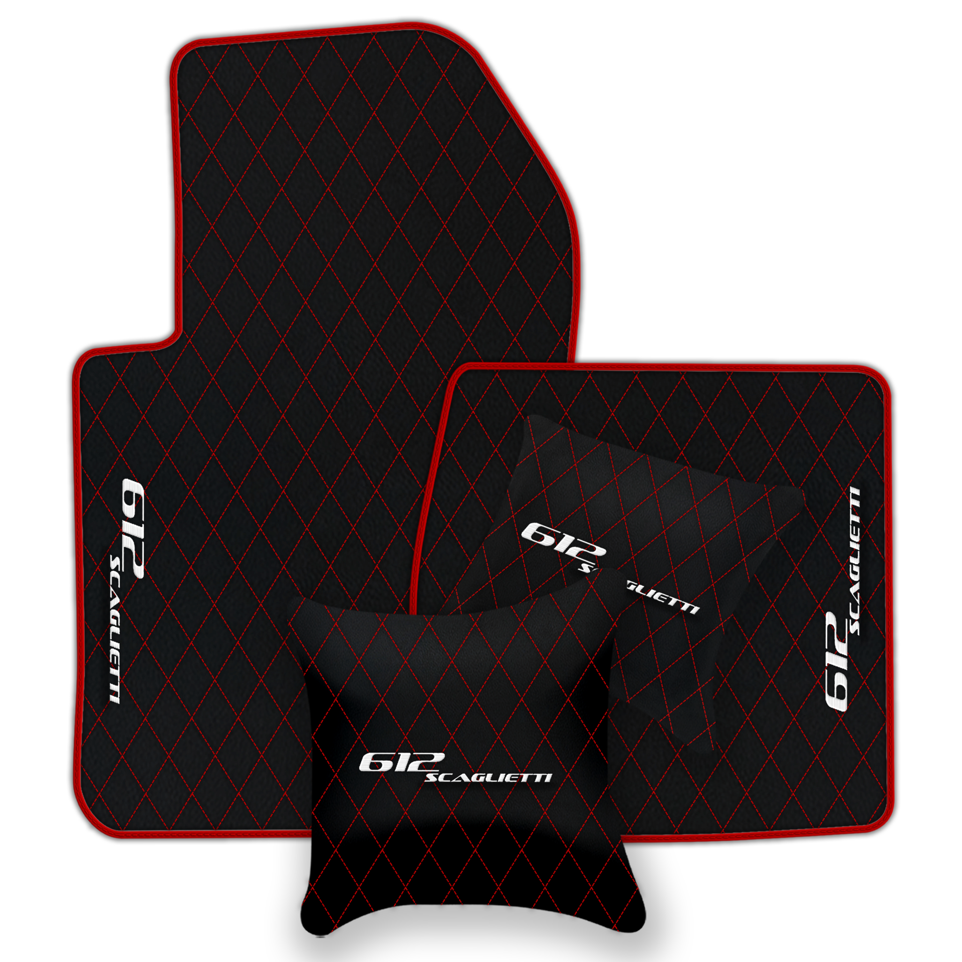 Luxury Black Leather Floor Mats for Ferrari 612 Scaglietti (2005-2011)