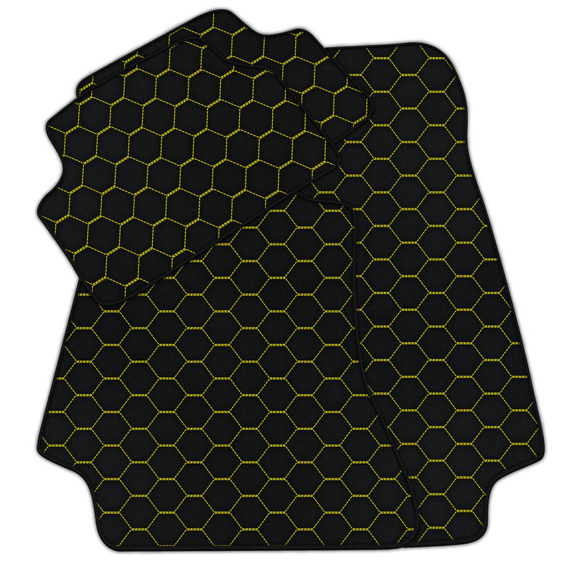 Customizable Leather Floor Mats with Symmetrical Hex Pattern for Mercedes Benz C-Class W205 Sedan (2014-2018)