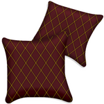 Customizable Dark Red Leather Pillows Set of 2 for All Vehicles | Single Diamond Pattern