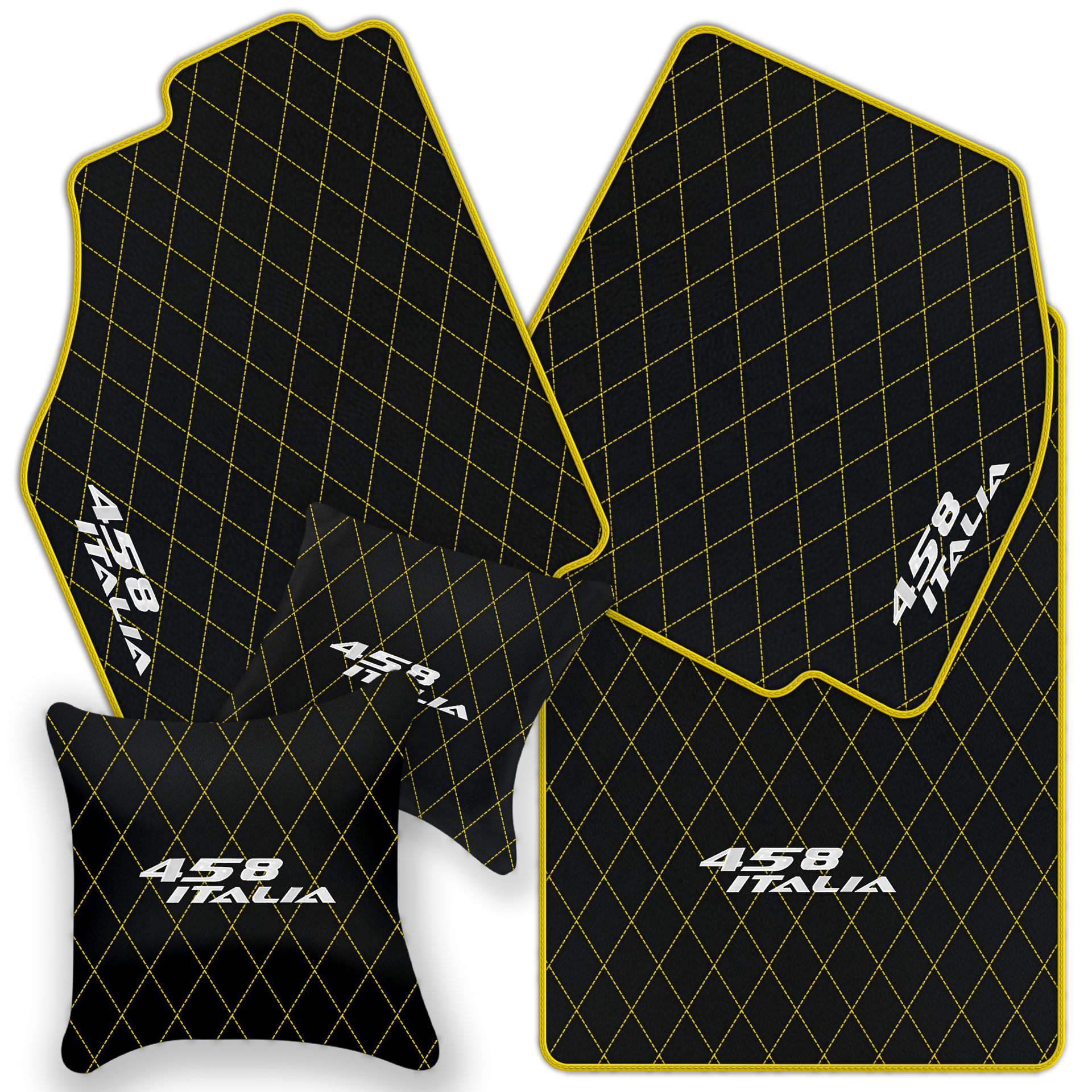 Premium Black Leather Floor Mats for Ferrari 458 Spider (2012-2015)