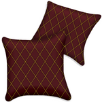 Customizable Dark Red Leather Pillows Set of 2 for All Vehicles | Single Diamond Pattern