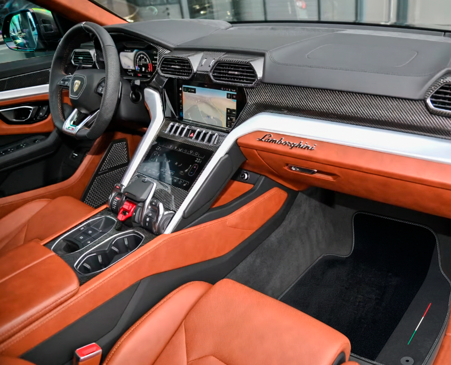 Black Floor Mats For Lamborghini Urus With Alcantara Leather