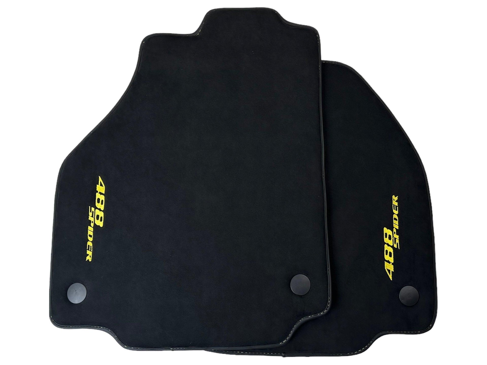 Alcantara Floor Mats for Ferrari 488 Spider 2016-2022 Yellow Sewing - AutoWin