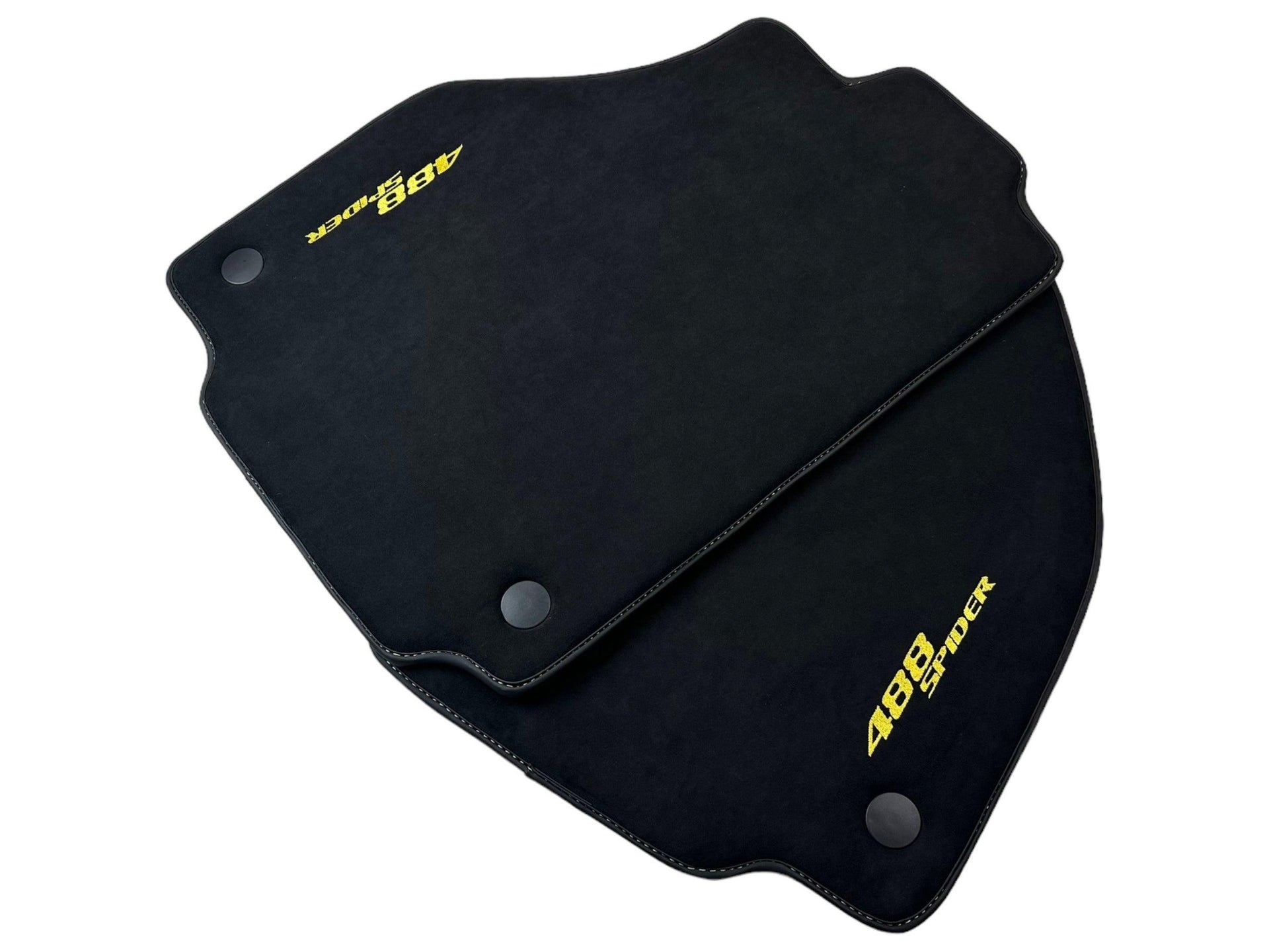 Alcantara Floor Mats for Ferrari 488 Spider 2016-2022 Yellow Sewing - AutoWin