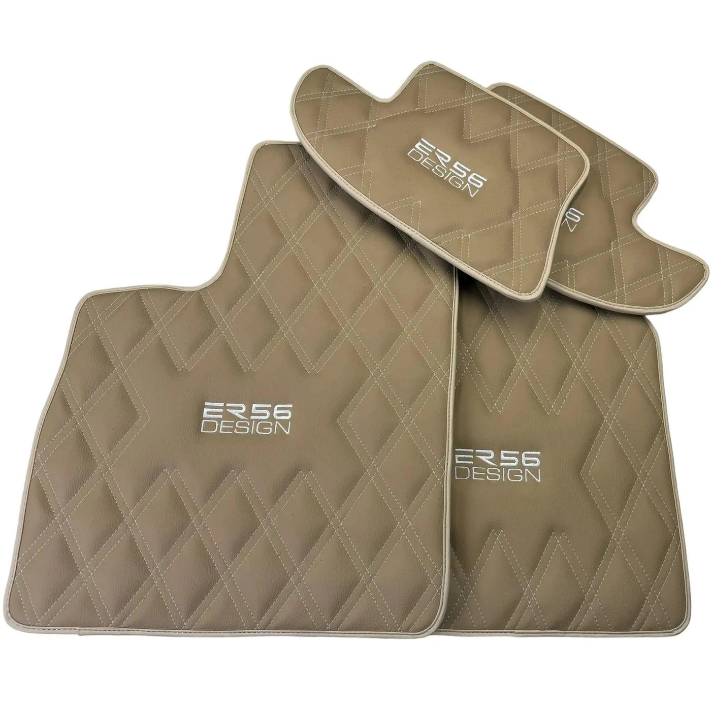 Beige Floor Mats for Bentley Continental GT (2011–2018) with Leather | ER56 Design - AutoWin