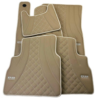 Beige Leather Floor Mats for Mercedes-Benz G Class W461 (1979-2008) ER56 Design - AutoWin