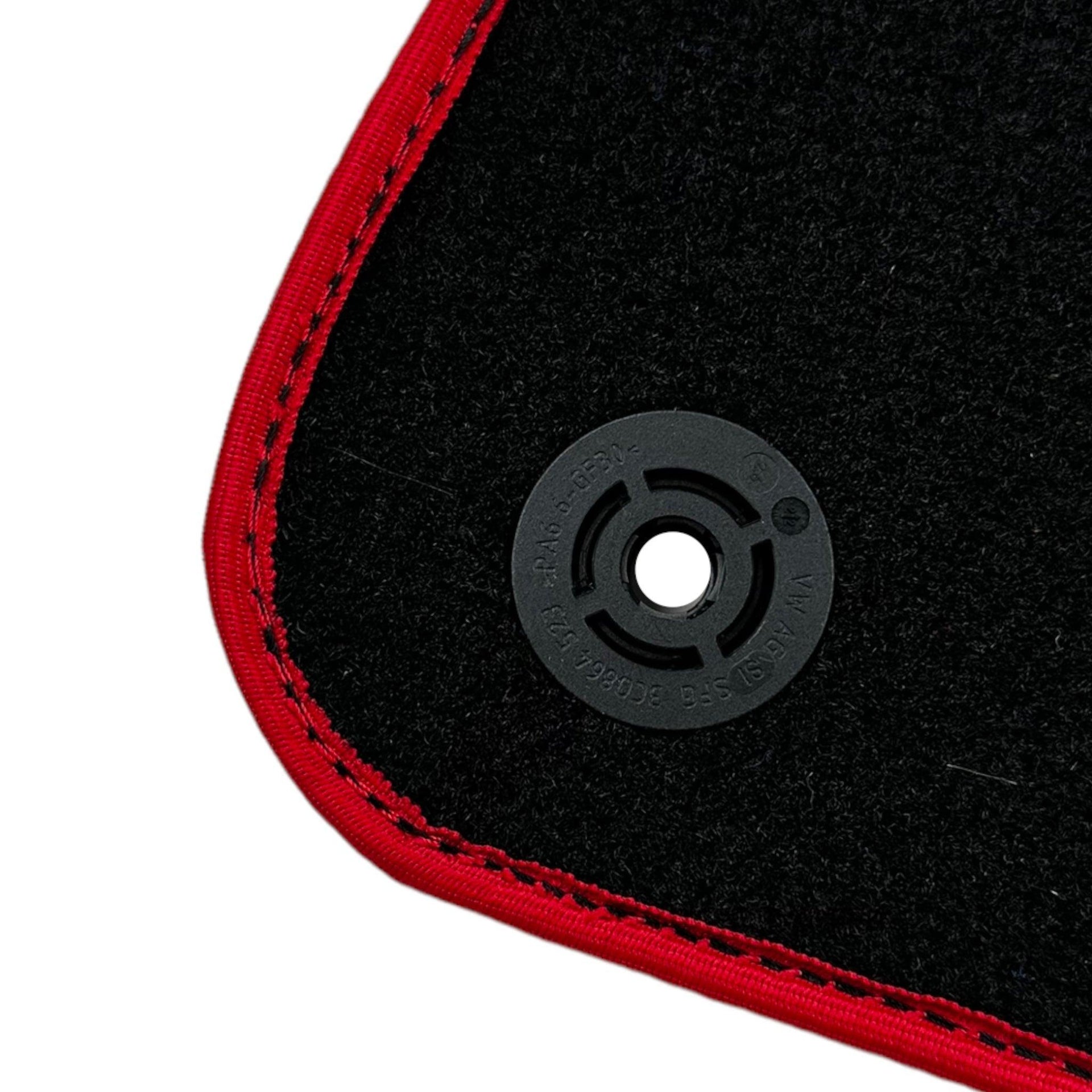 Black Floor Mats For Audi A6 - C8 Sedan (2018-2023) ER56 Design with Red Trim - AutoWin