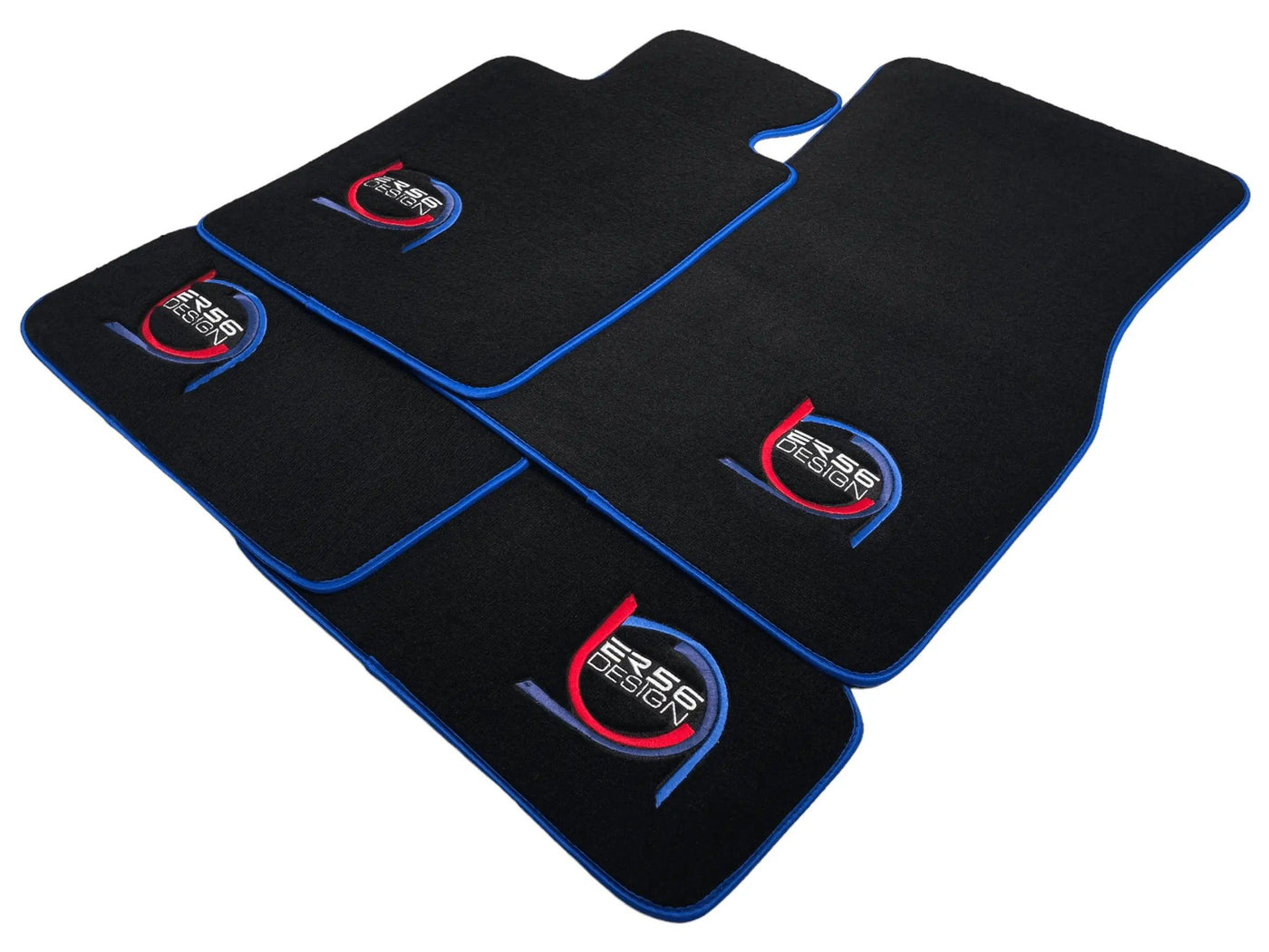 Black Floor Mats For BMW 5 Series E61 Wagon ER56 Design Limited Edition Blue Trim - AutoWin