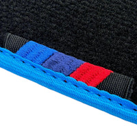 Black Floor Mats For BMW 5 Series G30 | Sky Blue Trim - AutoWin