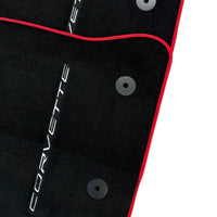 Black Floor Mats For Chevrolet Corvette C7 (2014-2019) | Red Trim - AutoWin
