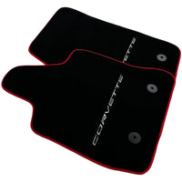 Black Floor Mats For Chevrolet Corvette C7 (2014-2019) | Red Trim - AutoWin