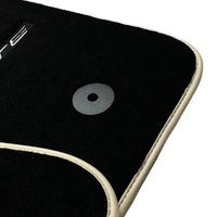 Black Floor Mats For Chevrolet Corvette C7 Convertible (2014-2019) with Beige Trim - AutoWin