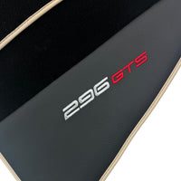 Black Floor Mats for Ferrari 296 GTS (2022-2024) with Leather and Beige Trim - AutoWin