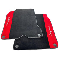 Black Floor Mats For Ferrari California T (2015-2018) with Red Alcantara Leather - AutoWin
