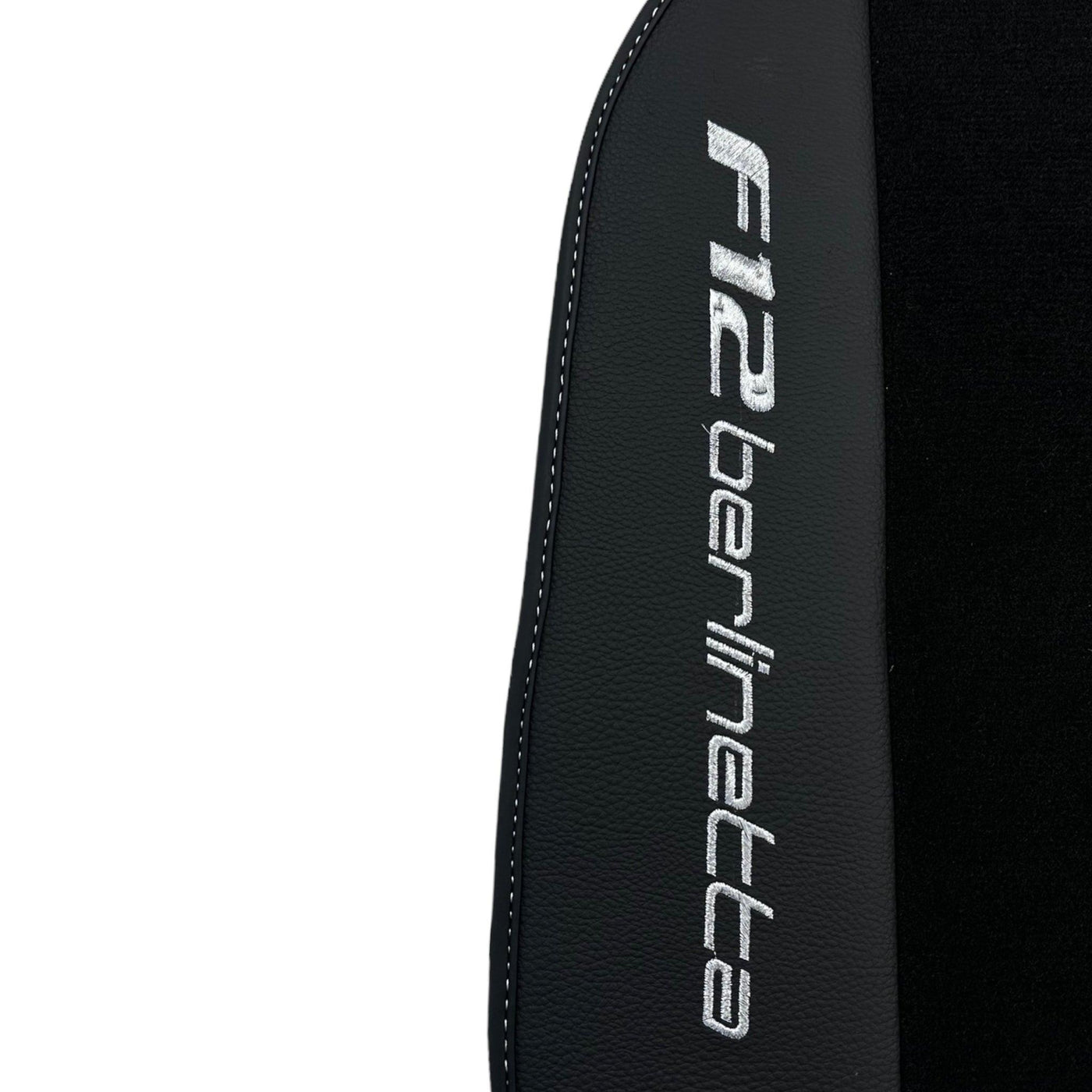 Black Floor Mats for Ferrari F12 Berlinetta (2012-2022) with Leather - AutoWin