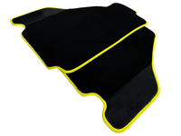 Black Floor Mats For Ferrari F430 2004-2009 With Carbon Fiber Leather Yellow Trim - AutoWin