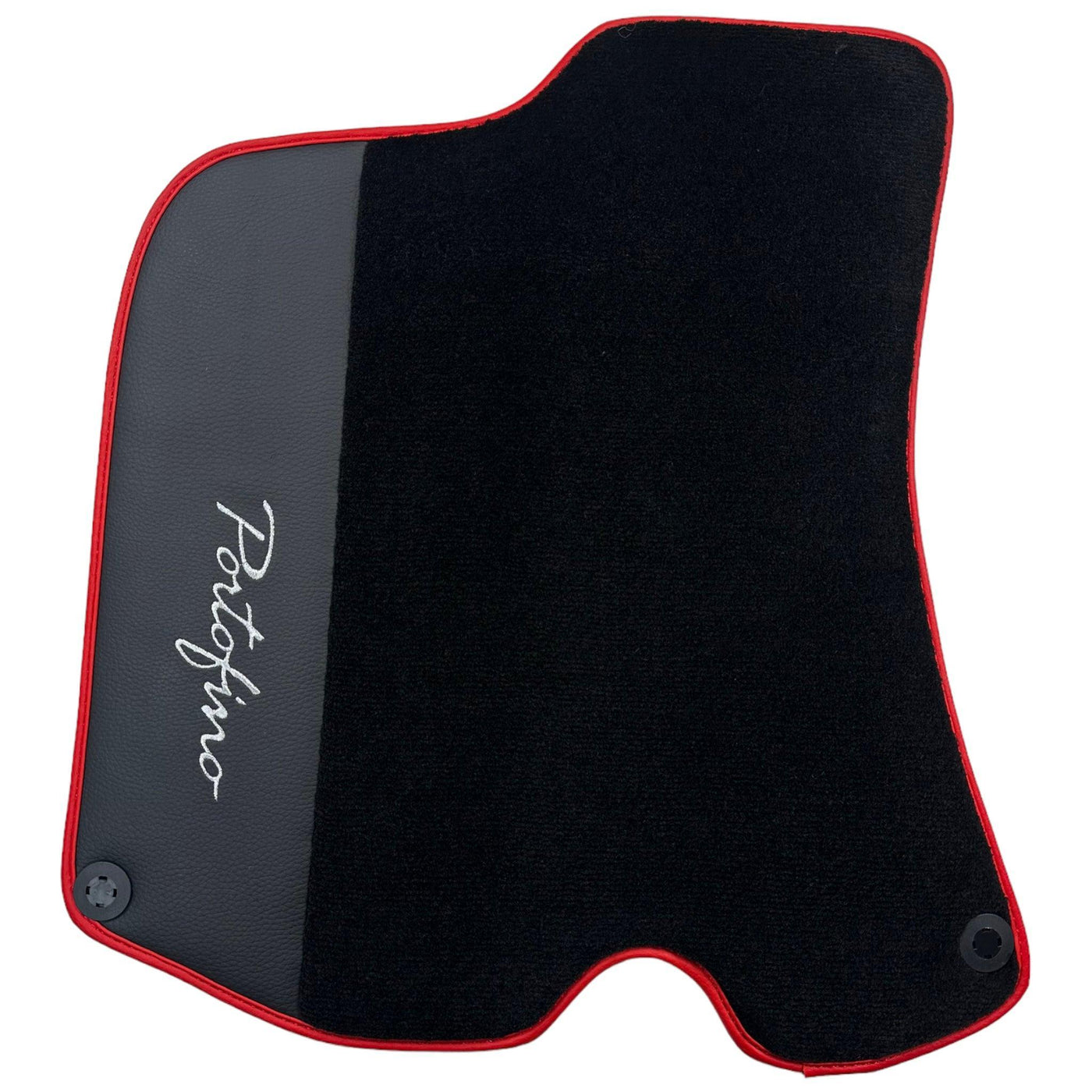Black Floor Mats For Ferrari Portofino (2018-2023) With Leather and Red Trim - AutoWin