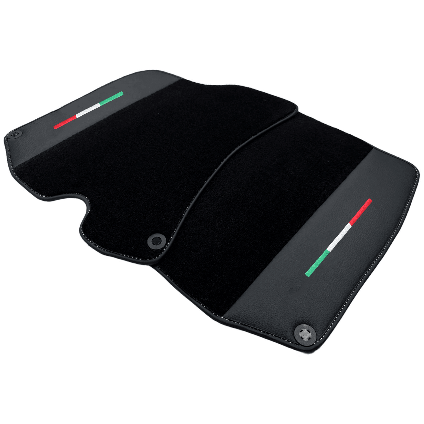 Black Floor Mats for Ferrari Portofino (2018-2023) with Leather - AutoWin