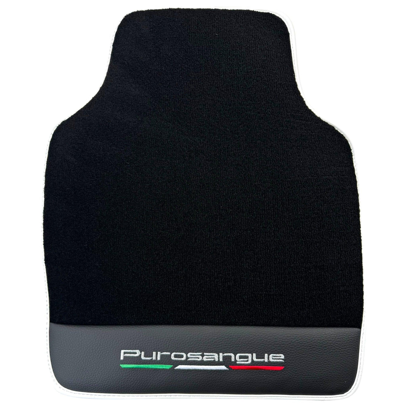 Black Floor Mats for Ferrari Purosangue with Leather and White Trim | Italian Edition - AutoWin