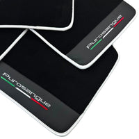 Black Floor Mats for Ferrari Purosangue with Leather and White Trim | Italian Edition - AutoWin