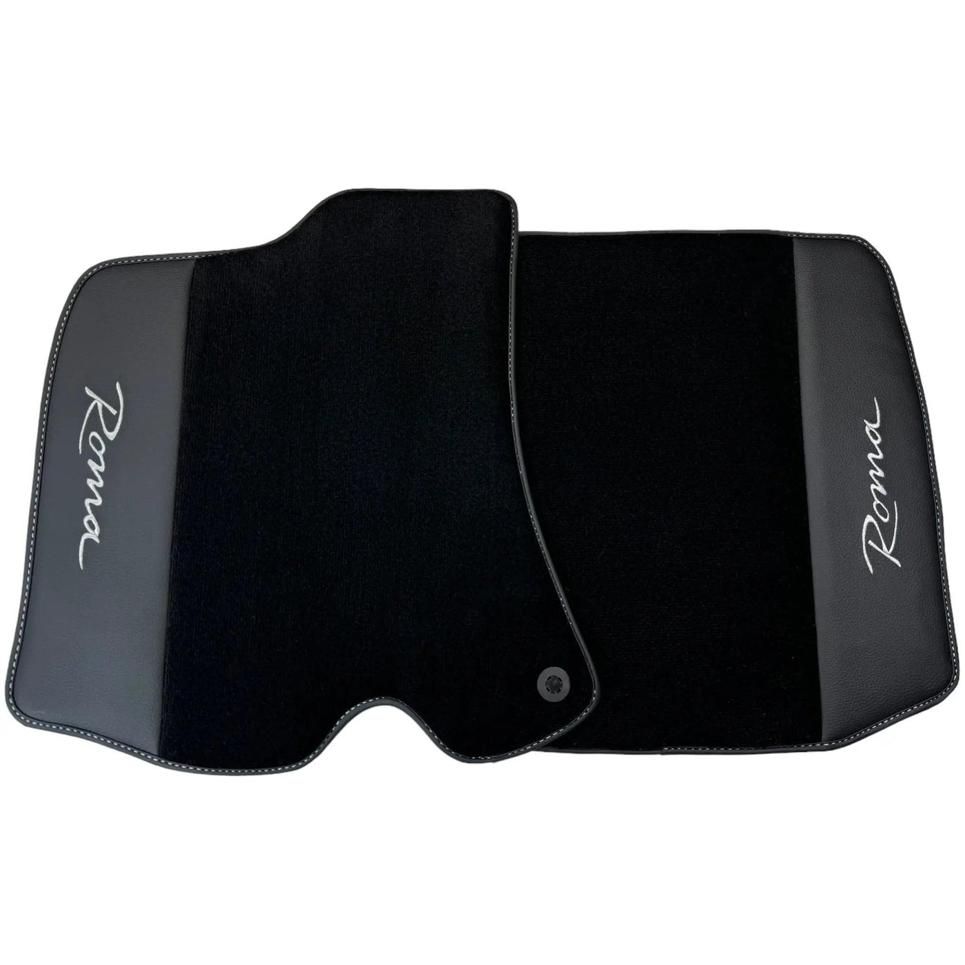 Black Floor Mats for Ferrari Roma (2021-2024) with Leather - AutoWin