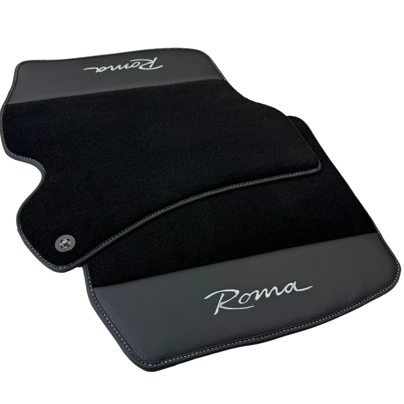 Black Floor Mats for Ferrari Roma (2021-2024) with Leather - AutoWin