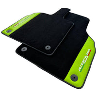 Black Floor Mats for Lamborghini Aventador With Green Leather - AutoWin