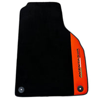 Black Floor Mats for Lamborghini Aventador with Orange (Arancia Mira) Nappa Leather - AutoWin